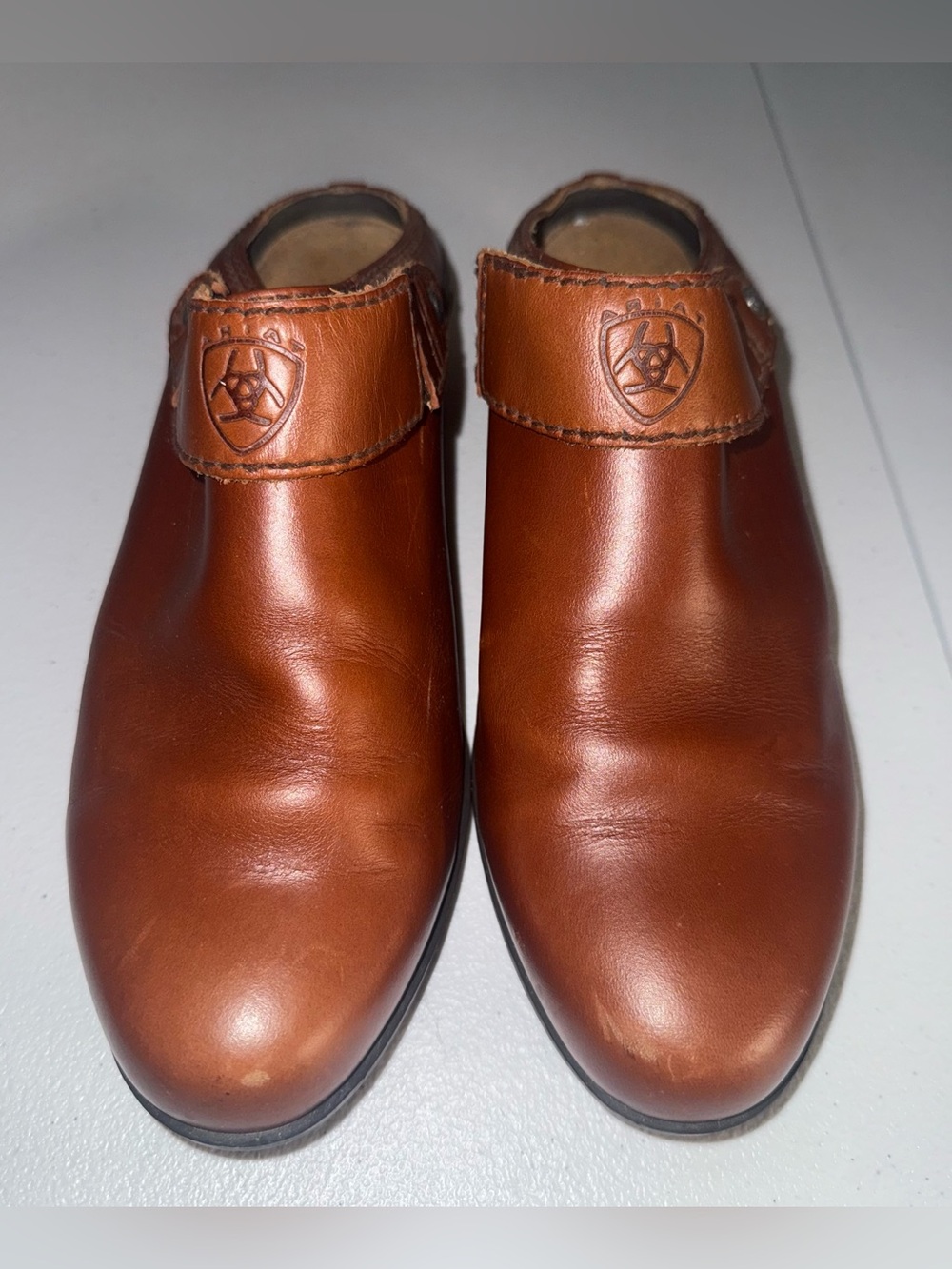 Ariat chestnut brown leather mule clog slingback shoes size 9B